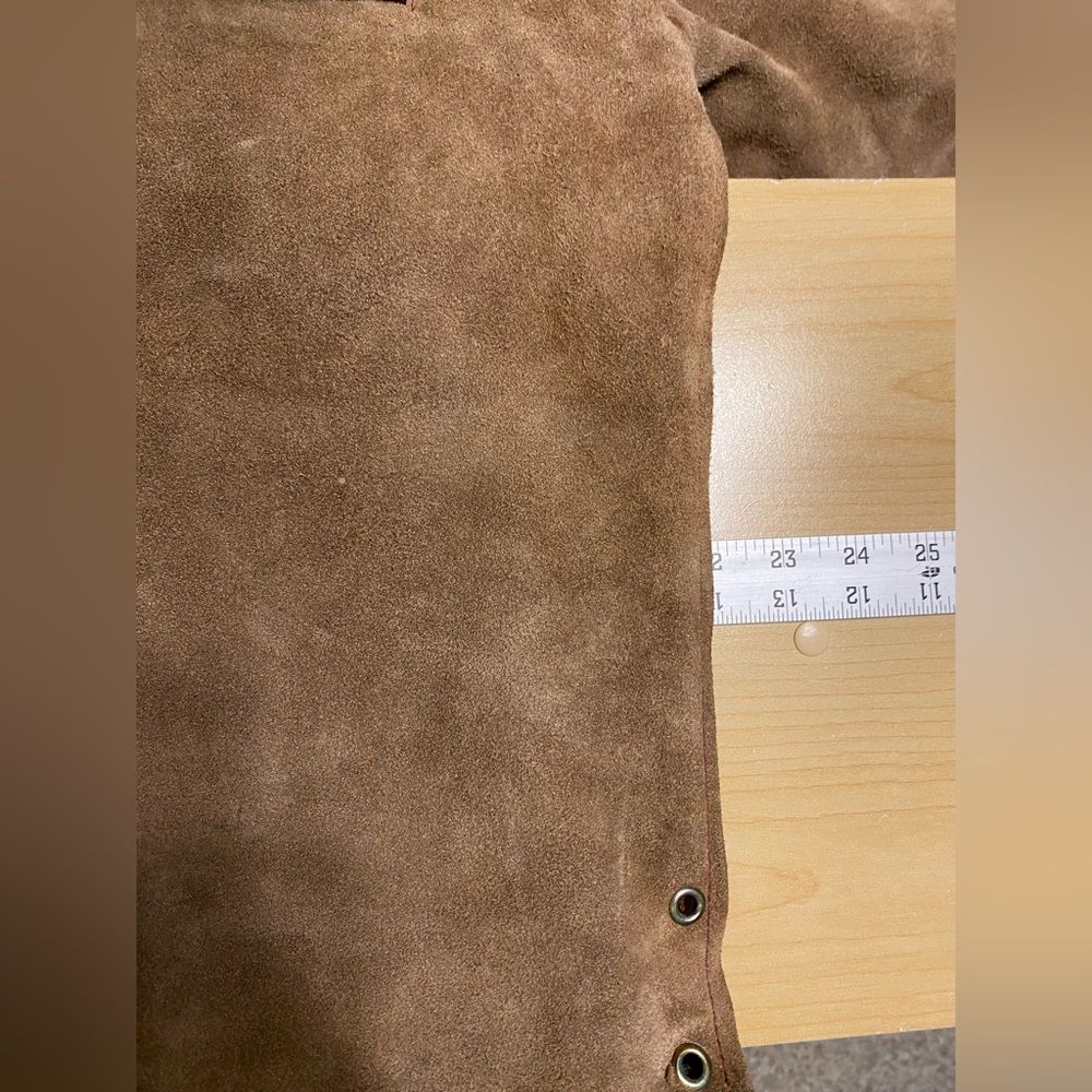 60s Handmade Mexican Suede Tunic Jacket Vintage Tan Large - Picture 10 of 16